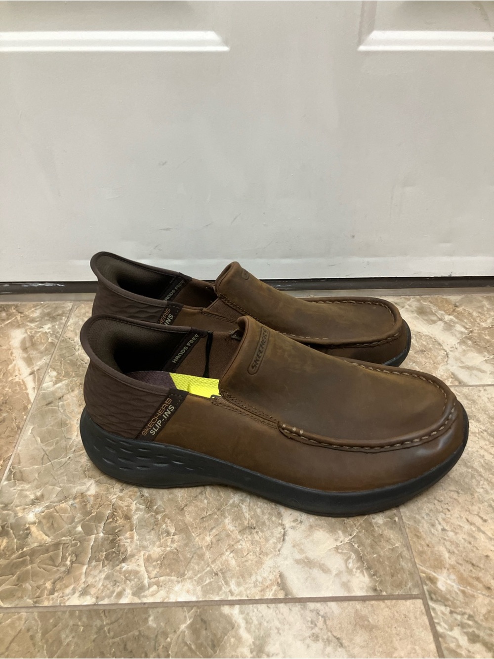 Skechers Men’s Taupe Brown Slip-On Memory Foam Loafers